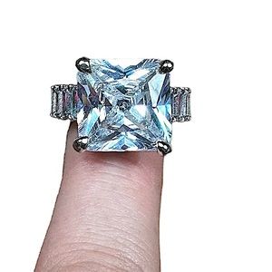 ITALIO JEWELRY: Sterling Silver Princess Cut Wedding Ring Engagement Ring Size 7